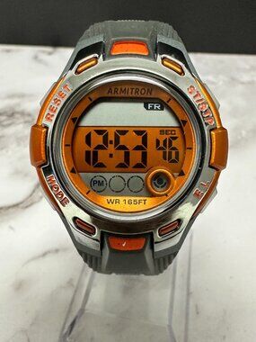 3/$30 Armitron Pro Sport Digital Watch Men Orange Grey 36MM New Battery 9"
